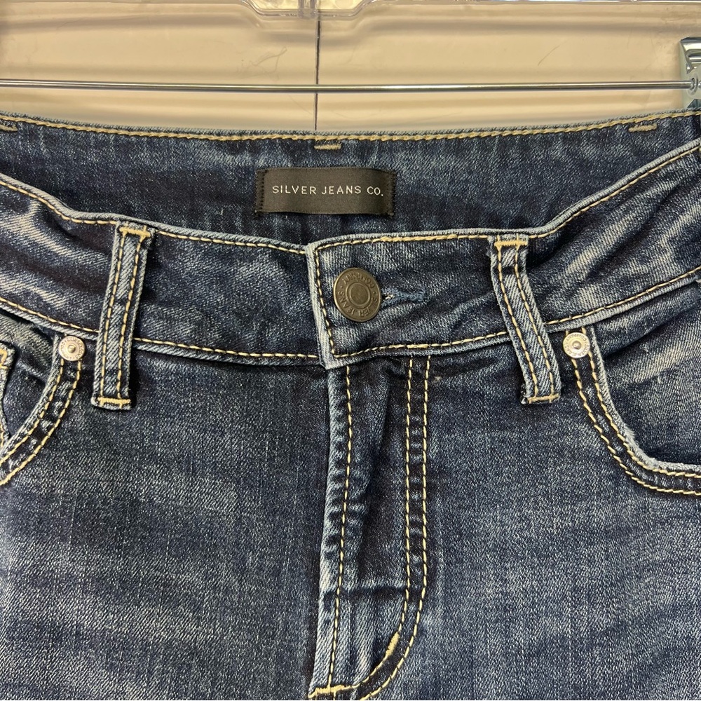 Suki Mid Rise Americana Capri Silver Jeans 32 Suki American Flag Embroidered - Picture 5 of 16